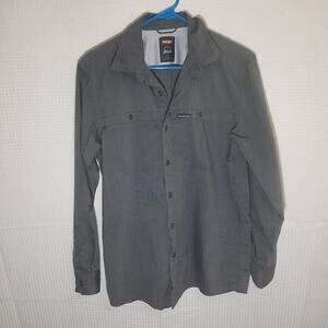 Wrangler Men’s M Gray Long Sleeve Button Down Shirt Stretch Workwear Metal Snaps